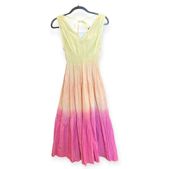 S/W/F Sunset Tiered Ombre 100% Cotton Maxi Dress Size Small Revolve - Picture 3 of 11